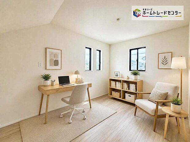 【居室】2面採光を確保した明るい室内は、風通しも良く居心地の良い空間。窓が多いことで空間が広く感じられ開放感ある生活が遅れます。※こちらはCGで画像を生成したイメージ画像になります。家具などは付いておりません