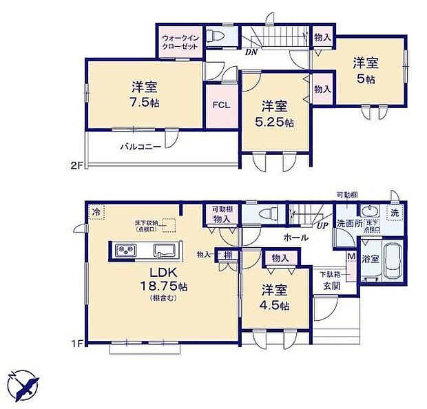 【4LDK】◇家族とのつながりを意識した見通しのいい広々リビング♪
◇家事同線にも優れたアイランドキッチンを採用♪
◇2階には大容量WIC&バルコニー付きの主寝室をご用意♪
