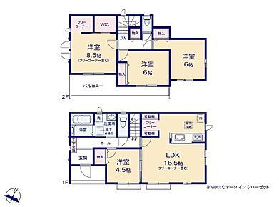 全居室南向きの明るいお住まいです♪キッチンには家電や食材を入れられる大容量パントリー、主寝室には在宅ワークにも使えるフリーコーナー付き◎ 