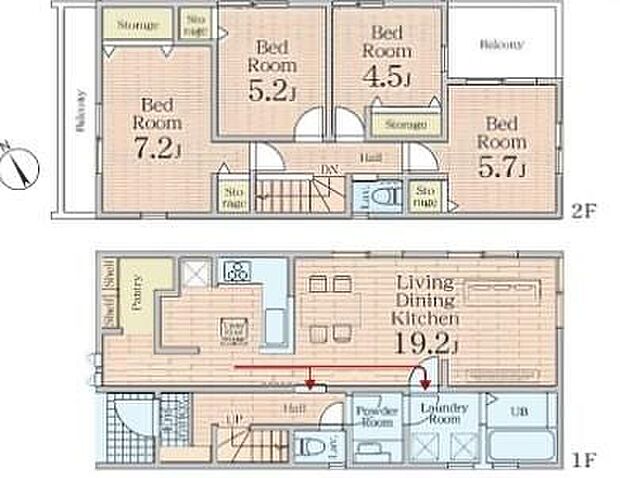 【4LDK】全室収納完備やこだわりの設備が充実◎近くに小学校やスーパー、駅など利便性が高い住環境です♪