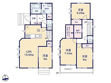 ☆お子様が小さいころは寝室、大きくなったら書斎など用途自在な1階の居室
付き
☆家事導線がスムーズな水回り集中設計を採用
☆季節物の収納やテレワークルームとしても使いやすい2階ホールの納戸 