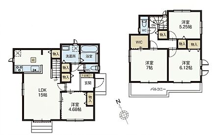 ◇４LDK＋WIC＋カースペース２台可♪◇家族の会話が弾む対面キッチンとリビングイン階段を採用♪ 
