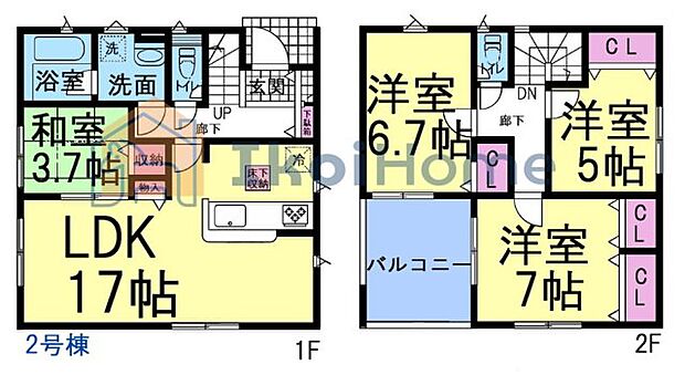●年中無休:当日予約可●南向きLDK17帖!2階6帖以上3部屋あります!インナーバルコニー!