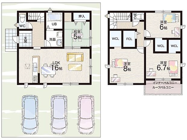 【4LDK】○三重西小学校・・・徒歩4分 ○三重平中学校・・・徒歩5分
