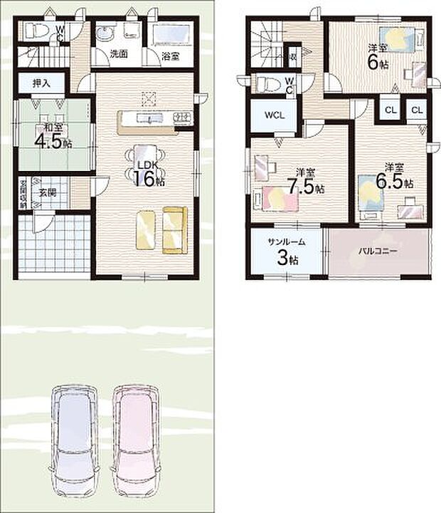 【3LDK+S(納戸)】○富洲原小学校・・・徒歩８分 ○富洲原中学校・・・徒歩１６分