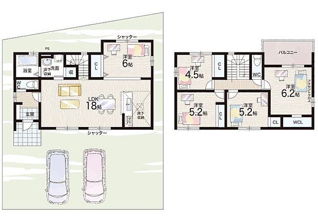 【5LDK】○山田小学校・・・徒歩20分 ○松原中学校・・・徒歩18分