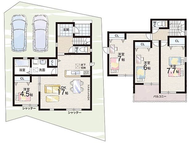 【4LDK】○能登川南小学校・・・徒歩23分 ○能登川中学校・・・徒歩28分