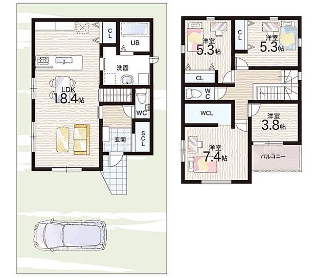 【4LDK】○鳩里小学校・・・徒歩12分 ○加古川中学校・・・徒歩14分