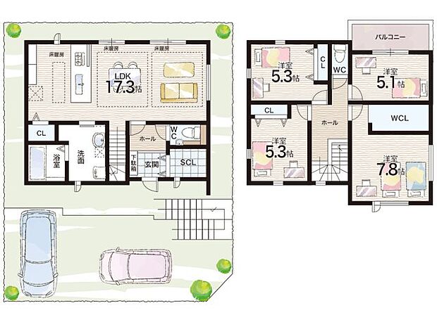 【4LDK】○甲緑小学校・・・徒歩11分 ○大原中学校・・・徒歩17分