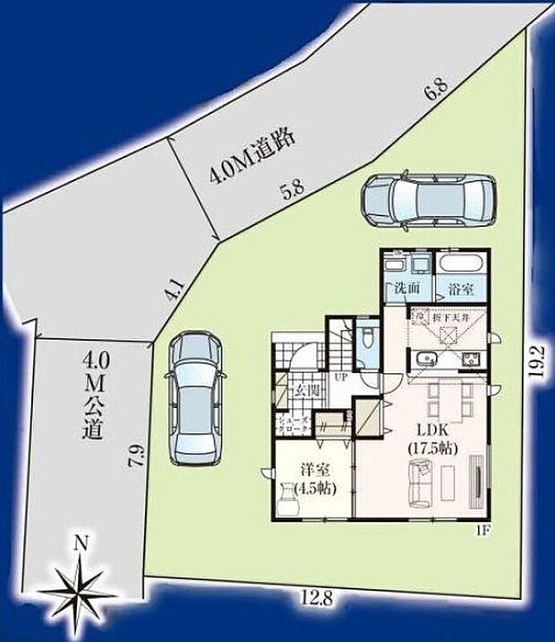 駐車スペース２台分有り♪角地にあるため見通しよく解放感があります☆