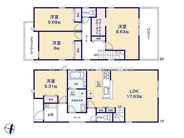 (2号棟)、価格3790万円、4LDK、土地面積136.16m2、建物面積106m2

