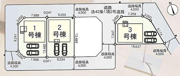 全３棟☆道路に囲まれた立地で見通しが良く、日当たりも良好です♪