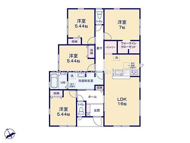 【4LDK】子育て中にも老後の生活にも生活しやすい平屋建て☆対面式キッチンからはリビングで過ごす家族の様子がわかり安心です◎ウォークインクローゼット、パントリーなど収納も豊富です☆