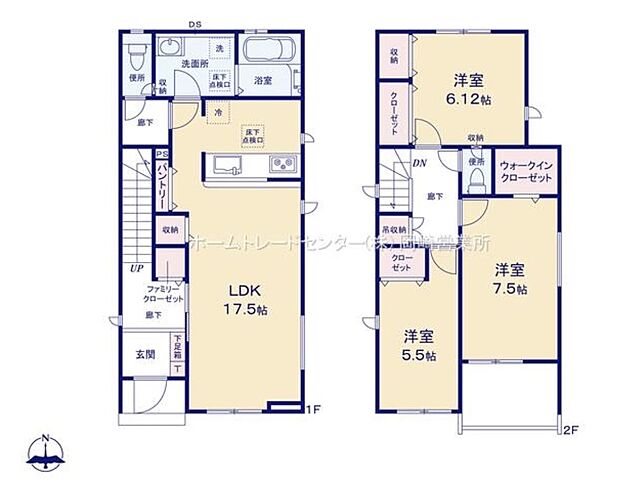【3LDK】対面式キッチン仕様の17.5帖リビング♪
キッチン横には、便利なパントリー収納がございます♪
玄関ホール収納やWICを備え、いつもすっきり快適なお住まいを実現♪
多用途に使えるワイドバルコニー仕様♪