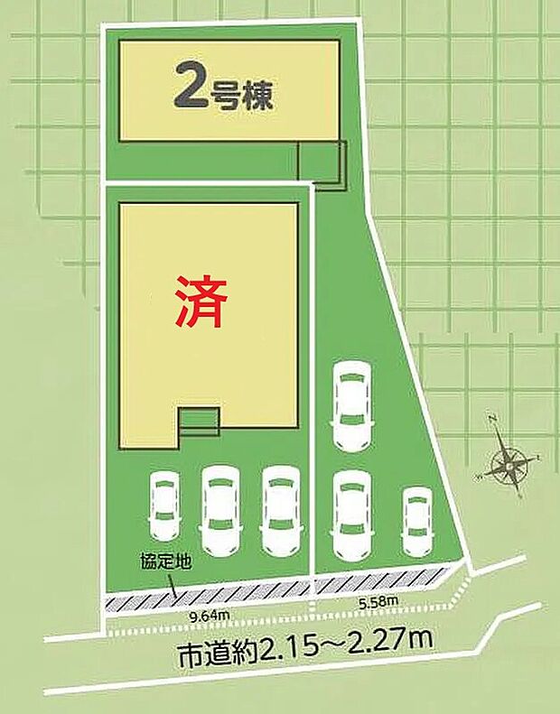 【全体区画図】全２棟♪各棟駐車スペースは３台！（車種による）