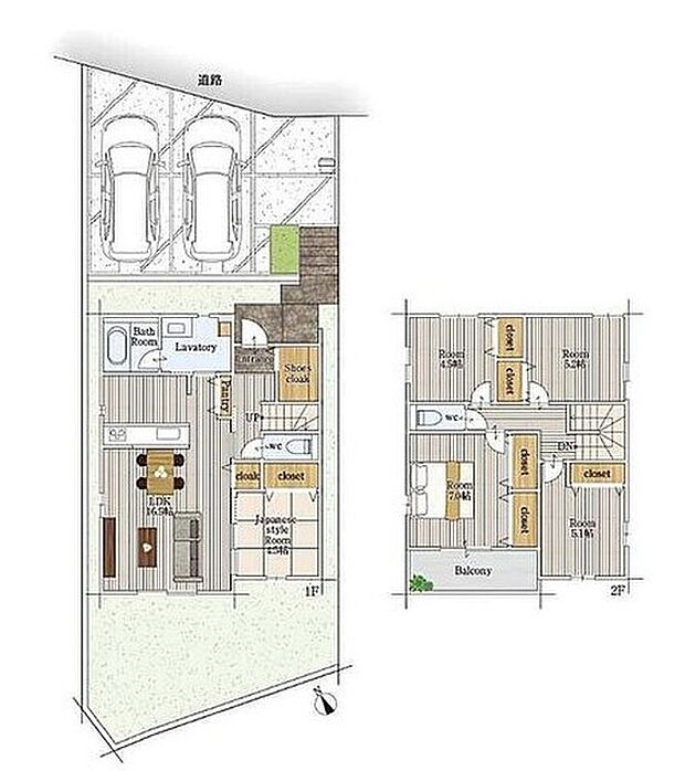 【4LDK】リビングに４．５帖の和室有り！客間としても、くつろぎ空間としても多用途に使用できます♪２階に４部屋居室有り☆家族が増えても安心です♪庭・バルコニー付き☆