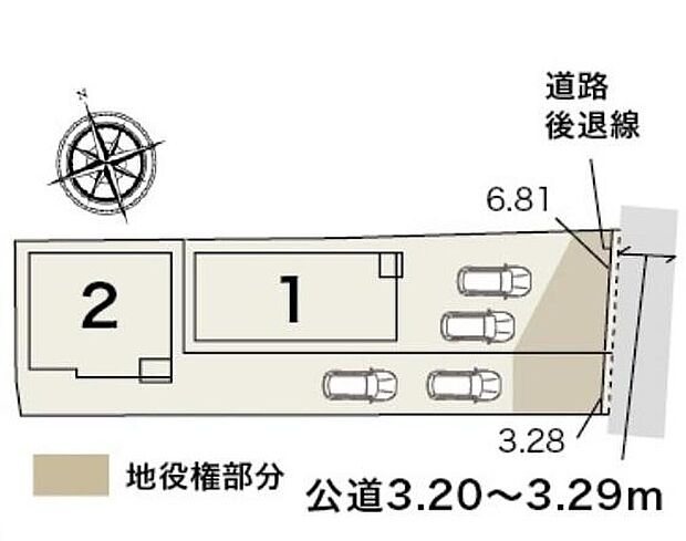【全体区画図】駐車２台可能スペース有☆