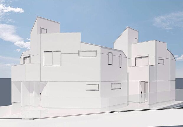 【完成イメージパース】堂々と存在感を放つ全2棟。注文住宅を彷彿とさせる、煌びやかな外観。お家のクオリティーに圧倒されます。