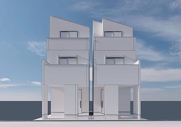【完成イメージパース】大塚エリアに聳える、落ち着いた色調と端正なフォルムが印象的な2棟。シンプルながらも上質さを感じる佇まいです。