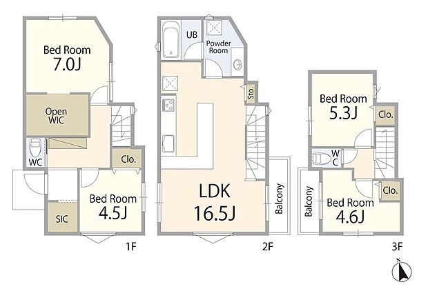【間取図】広々リビングに加え、個室も充実した4LDKプラン。家族が増えてもゆとりを感じられる、暮らしやすさを考えた間取りです。