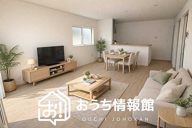 【現地写真(リビング)】フローリング材には、木目、色調など木材特有の風合いがあり、ナチュラルな美しさになっています。