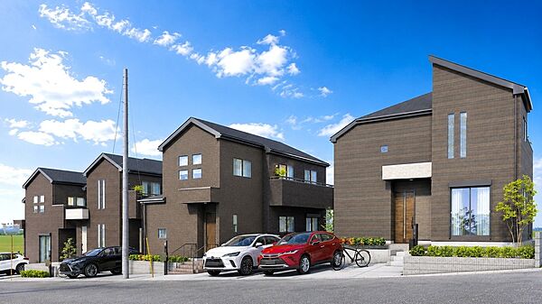 【建物イメージパース】
「西多摩郡瑞穂町」の自然豊かで閑静な住宅街に敷地約41坪の整形地物件が限定4棟で誕生！全棟LDK16帖超の3S～5LDKプランにカースペース2台分確保されたゆとりある住まい