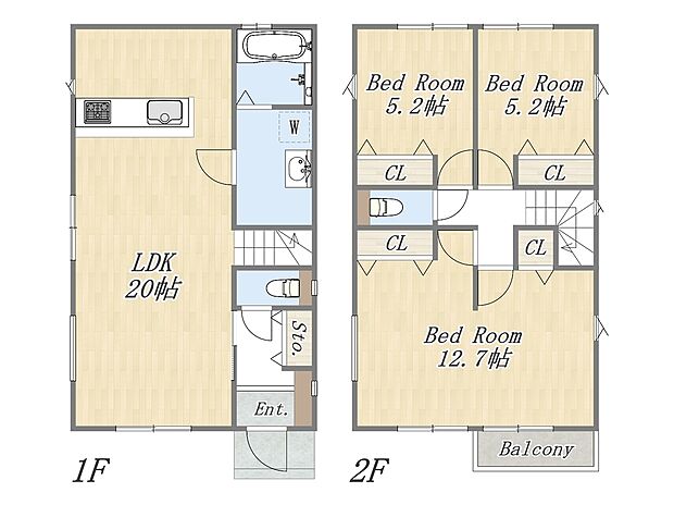【【参考プラン：5号地】】Plan：3LDK+カースペース2台
建物参考価格：1903万円
建物面積：99.36m2