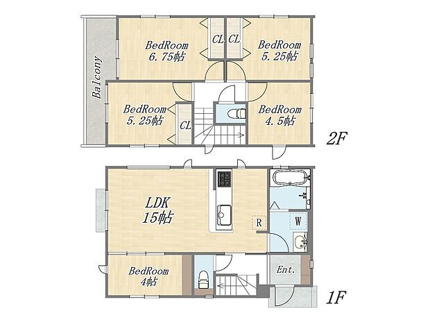 【【参考プラン:2号地】】Plan:5LDK+カースペース
建物参考価格:1480万円/建物面積:92m2