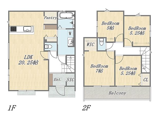 【【参考プラン：3号地】】Plan：4LDK+WIC+SIC+Pantry+ワイドバルコニー+カースペース2台
建物参考価格：1480万円
建物面積：102.47m2