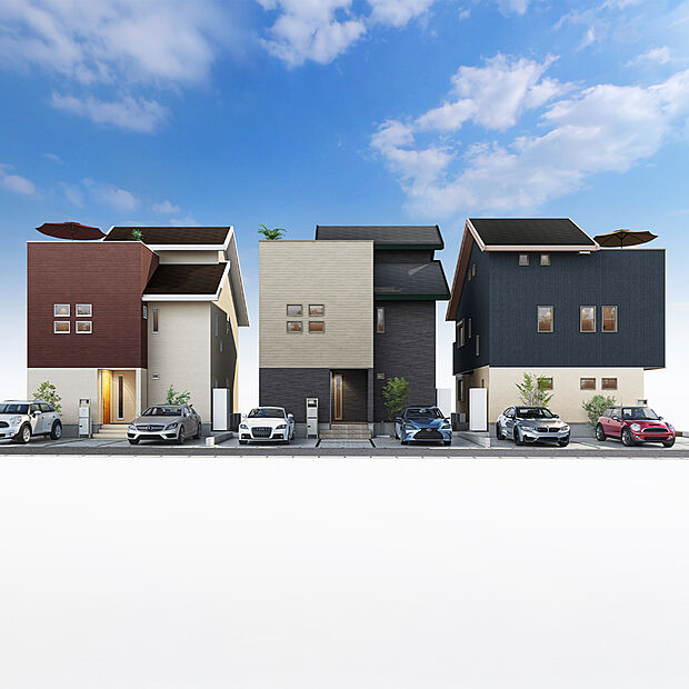 【【街並完成予想図】】小田急小田原線「開成」駅まで徒歩3分。閑静な住宅街に全3棟の街並みが誕生。スーパーまで徒歩4分で、買い物便利な住環境です。