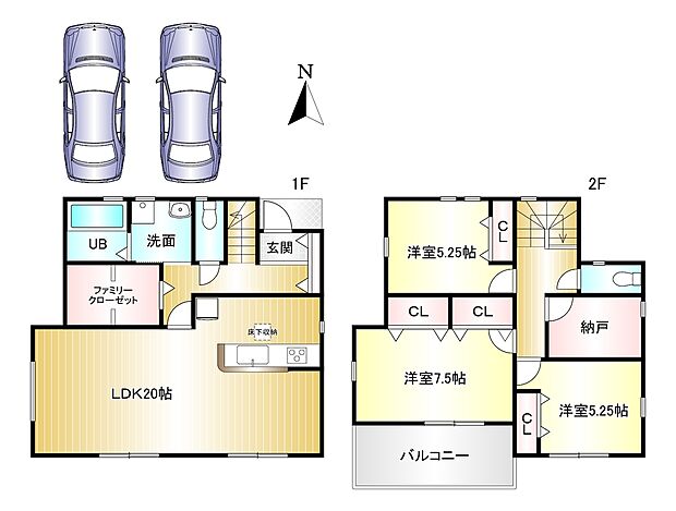 4LDK　土地面積：146.13ｍ2　建物面積：101.25ｍ2　駐車可