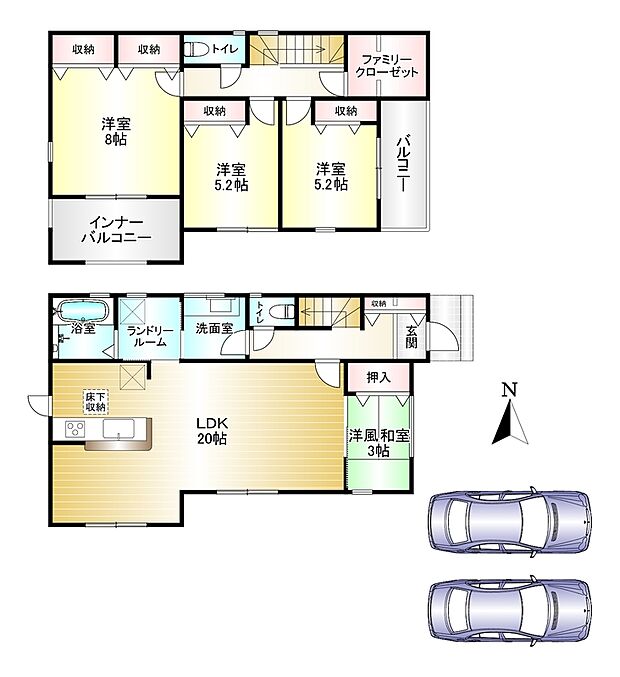 4LDK 　土地面積：200.04ｍ2　建物面積：111.78ｍ2　駐車スペース2台