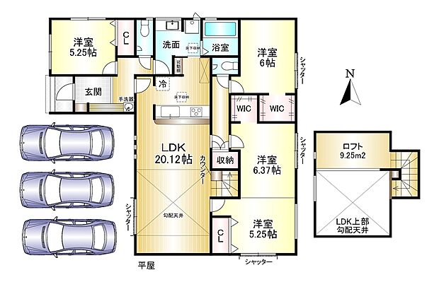 2号棟 3LDK 土地面積:200.94m2 建物面積:104.13m2