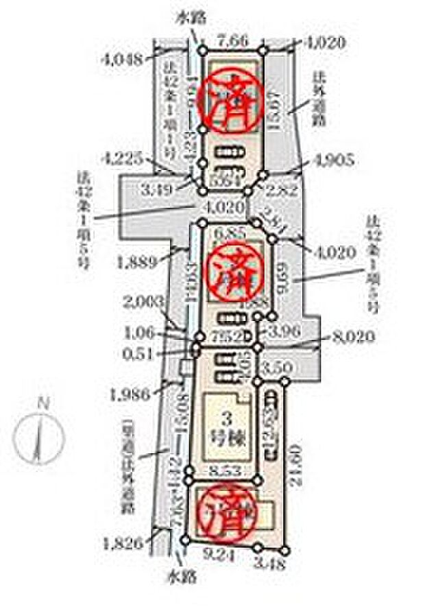 ≪全体区画図≫
近鉄生駒線「平群」駅徒歩4分☆お車は2台駐車可能です！小学校まで徒歩5分の近さでお子様の通学も安心◎