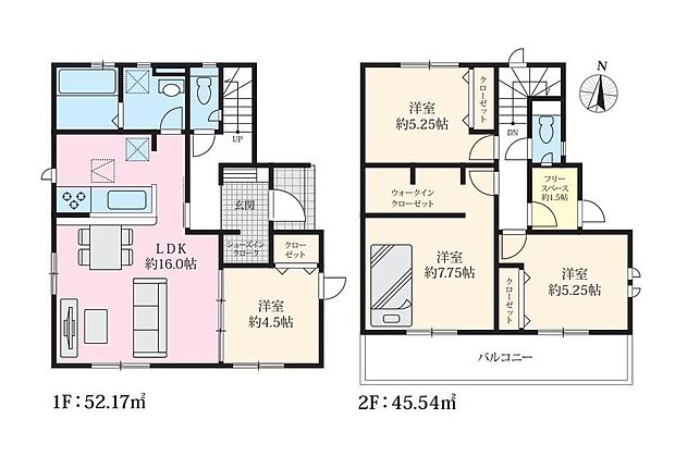 (1号棟)、価格3980万円、4LDK+S、土地面積225.01m2、建物面積97.71m2