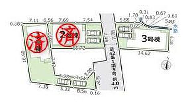 【区画図】
車種により、カースペース2台分ございますので、家族分の自転車を駐輪したり、来客用の駐車スペースとしてもお使いいただけます。