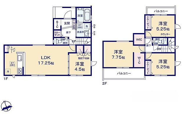 (1号棟)、4LDK、土地面積175.96m2、建物面積98.74m2
