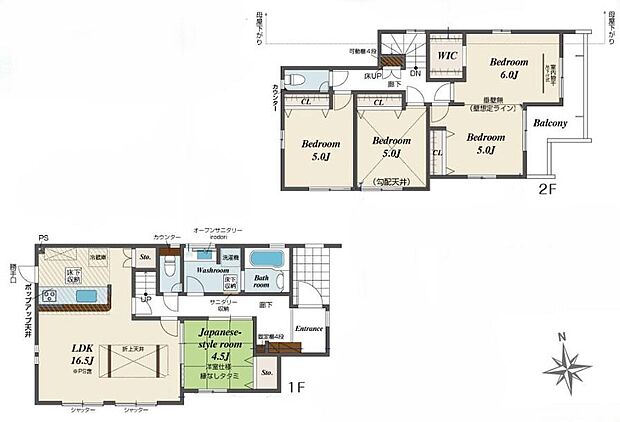 (2号棟)、4LDK、土地面積190.25m2、建物面積107.43m2