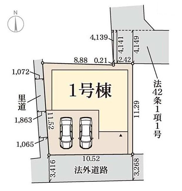 ≪全体区画図≫
カースペース2台分あります♪家族分の自転車を駐輪したり、来客用の駐車スペースとしてもお使いいただけます♪