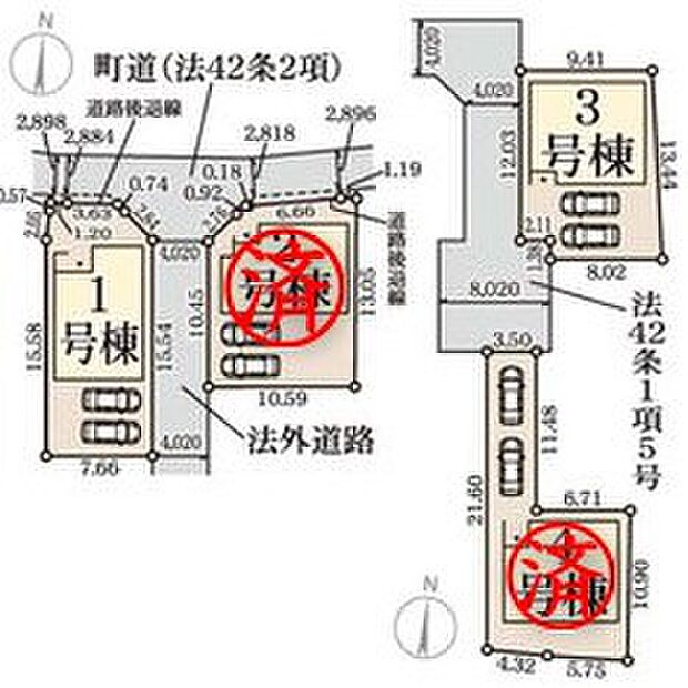 【全体区画図】近鉄生駒線「平群」駅徒歩4分☆お車は2台駐車可能です！小学校まで徒歩5分の近さでお子様の通学も安心◎