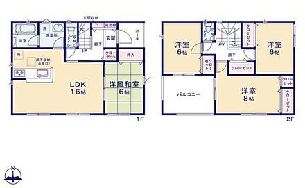 ◇リビング隣には、来客用にもお子様の遊び部屋としても利用できる6帖の「畳の部屋」♪
◇広々したワイドバルコニー付きで洗濯物が多くても安心♪◇全居室収納付き＆1，2階廊下に収納付き♪ 