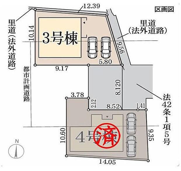 【全体区画図】近鉄田原本線「箸尾」駅まで徒歩3分♪お車は並列で2台駐車可能☆小学校まで徒歩10分でお子様の通学も安心です☆