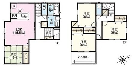 2階居室は全て6帖！ゆとりある間取りプラン☆
全居室収納付きですっきり快適なお住まい♪
LDKに隣接した和室はお子様の遊び場やお昼寝スペースとしてもぴったり♪ 