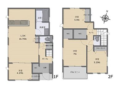 ●インテリアプランが考えやすいワイドなリビング♪
●リビングと隣4.5帖の間の引き戸を開ければ20帖超えの大空間♪
●シューズインクロークやWICなど、大型収納でお部屋をスッキリ！ 