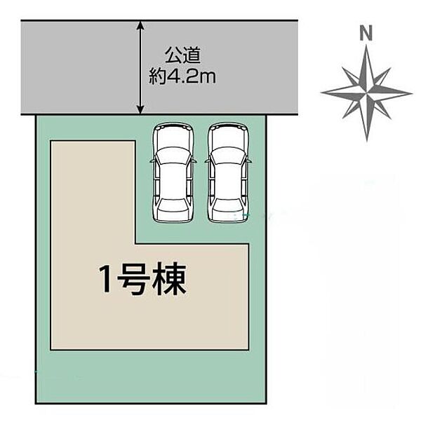 【全体区画図】カースペース2台分♪家族分の自転車を駐輪したり、来客用の駐車スペースとしてもお使いいただけます♪空いたスペースには、花や緑で彩るガーデニングもオススメです♪