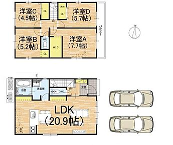 2階に4部屋をまとめることで、ご家族それぞれのプライベート空間も保てますね。
たっぷり収納できるWICも完備しております♪ 
