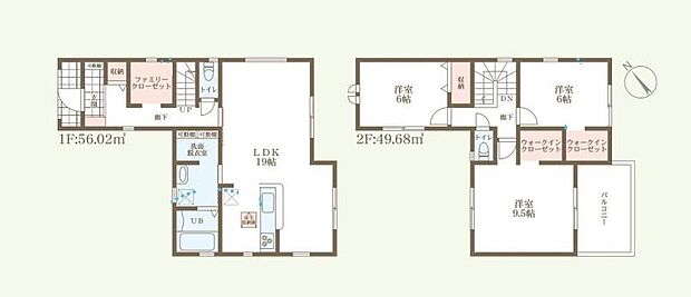 【3LDK】◇玄関ホールにはファミリークローゼット完備♪ご家族分のコートなどの収納スペースとしても、ちょっとした作業スペースとしてもお使いいただけます♪
◇大容量WICを2部屋に完備でいつでも居住空間スッキリ☆