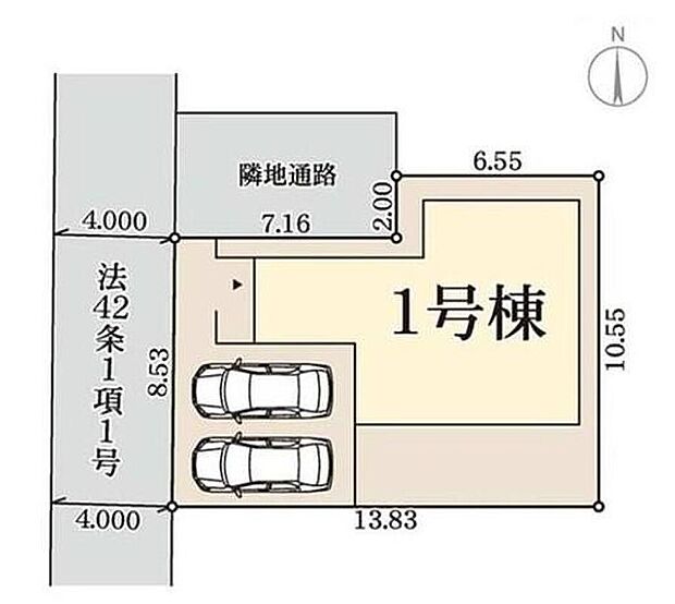 【全体区画図】カースペース２台分ございますので、家族分の自転車を駐輪したり、来客用の駐車スペースとしてもお使いいただけます♪