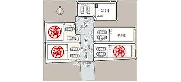 【【区画図】】お車2台駐車可能♪お子様の遊び場としてや、ガーデニングなどいろいろと楽しみが増えそうです♪