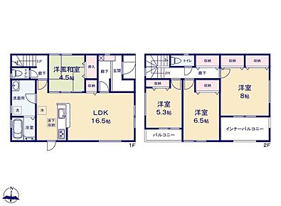 ◇16.5帖LDK♪◇お子様のお昼寝にも便利な洋風和室付き♪◇急な雨にも安心インナーバルコニー♪◇全居室収納♪ 